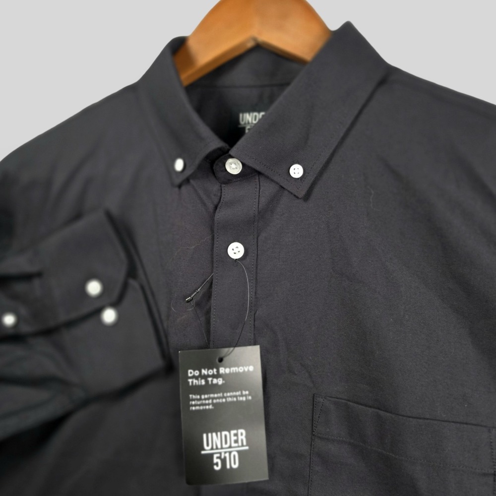 NWT‎ Under 5'10 Oxford Button Down Dress Shirt Mens XL Black Stretch Long Sleeve